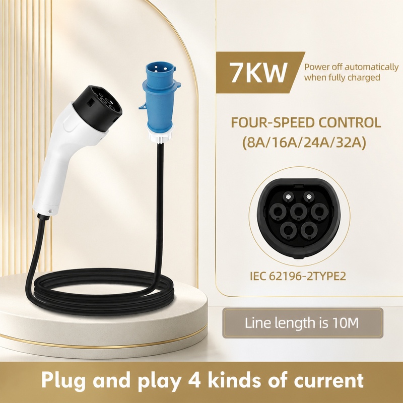 Portable Ev Charger 32A Type 2 Cee Plug - ROMADA 7KW 32A Przenośna Ładowarka do